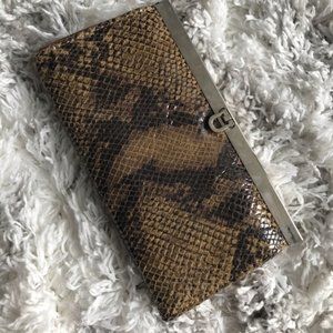 Brown and Tan accordian clutch wallet